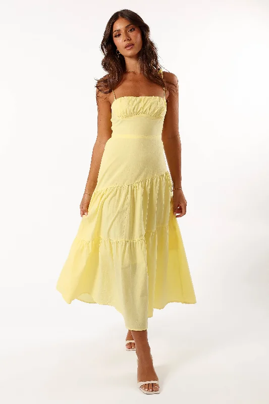 Women's Two-tone Maxi Dress-Brexley Maxi Dress - Lemon