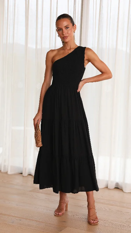 Women's Sleeveless A-line Midi Dress-Cassy Midi Dress - Black