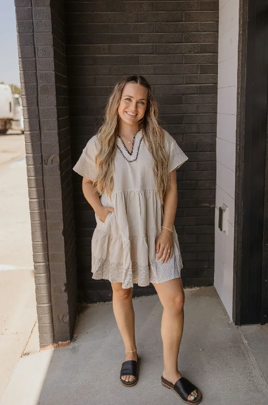 Women's Lace-up Detail Mini Dress-CROATIA MINI DRESS BY IVY & CO