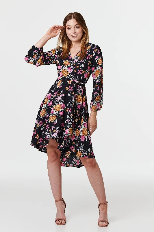 Chic Wrap Dress with Tie at Waist -Wrap Dress for Summer Wedding -Floral Split Sleeve Wrap Dress Chic Wrap Dress with Tie at Waist -Wrap Dress for Summer Wedding -Floral Split Sleeve Wrap Dress