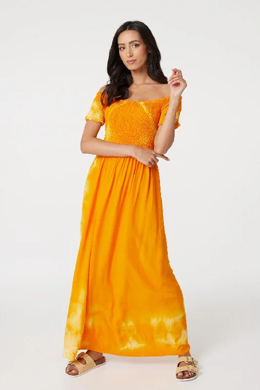 Women's Open Back Floral Maxi Dress-Tie Dye Cap Sleeve Maxi Dress
