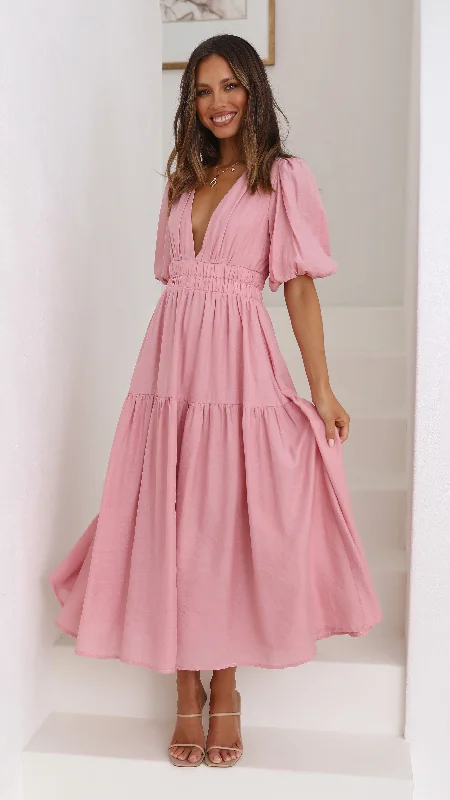 Women's Sleeveless Button Midi Dress-Erin Midi Dress - Soft Pink