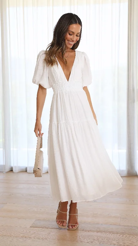 Women's Fitted Sheath Midi Dress-Erin Midi Dress - White