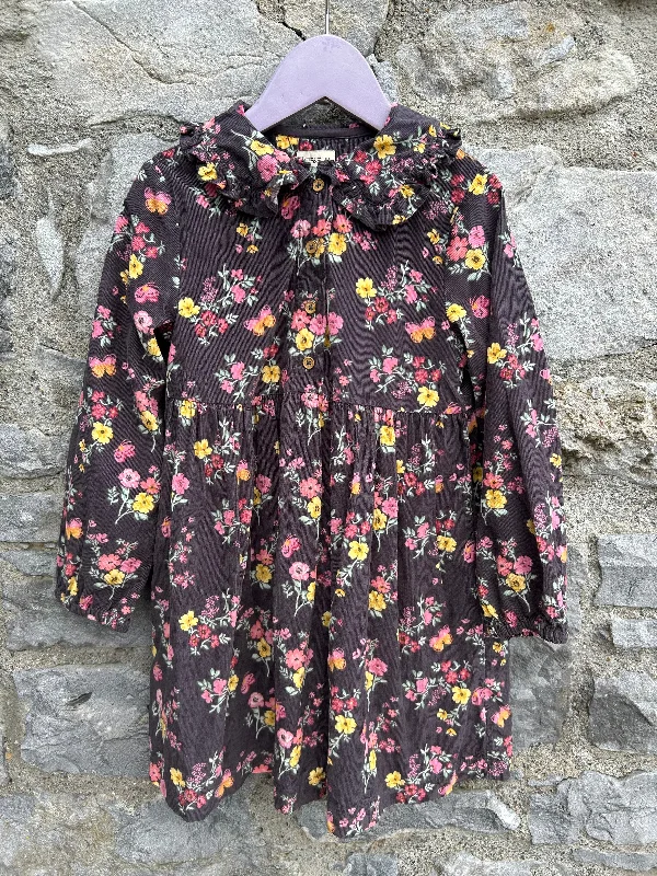 Women's Halter Dress-Floral Brown cord dress 6-7y (116-122cm)