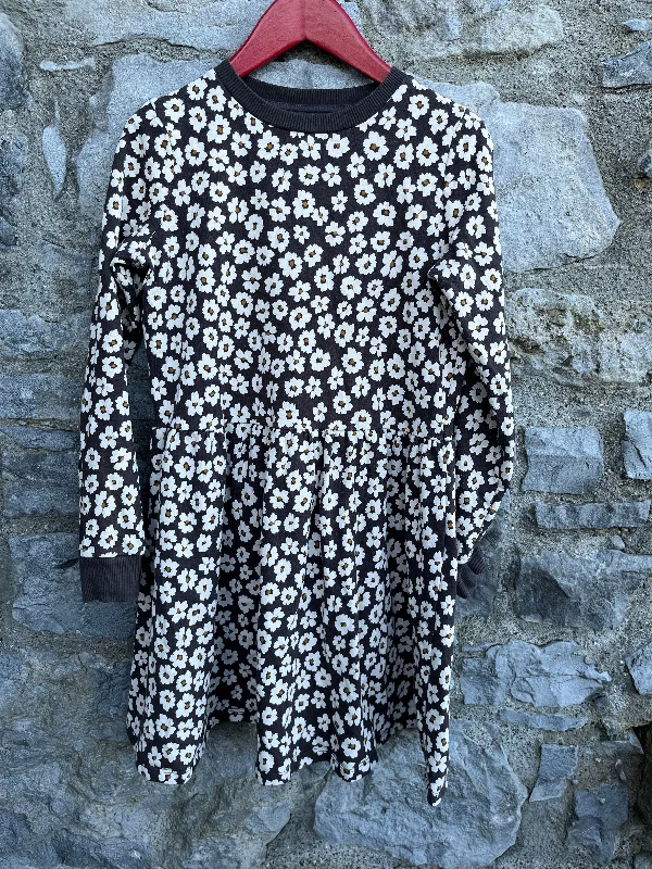 Women's Skirted Maxi Dress-Floral charcoal dress    11-12y (146-152cm)