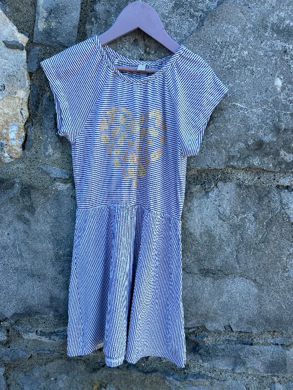 Women's White Lace Dress-Glitter heart stripy dress  6-7y (116-122cm)
