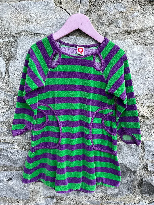 Women's Wrap Dress-Green&purple velour dress  3y (98cm)
