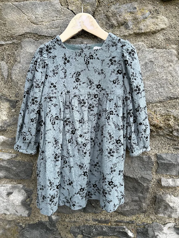 Women's Floral Print Cocktail Dress-Grey floral dress  4-5y (104-110cm)