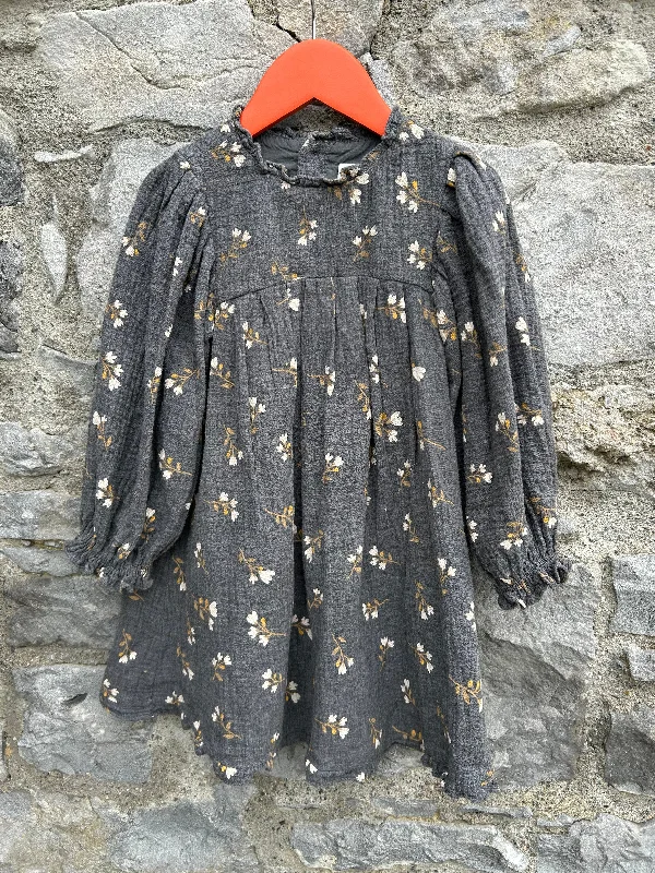 Women's Jersey Dress-Grey floral dress   4-5y (104-110cm)