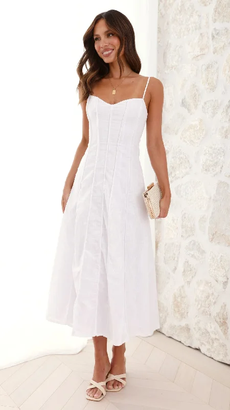 Women's Long Sleeve Midi Dress-Ilenna Midi Dress - White