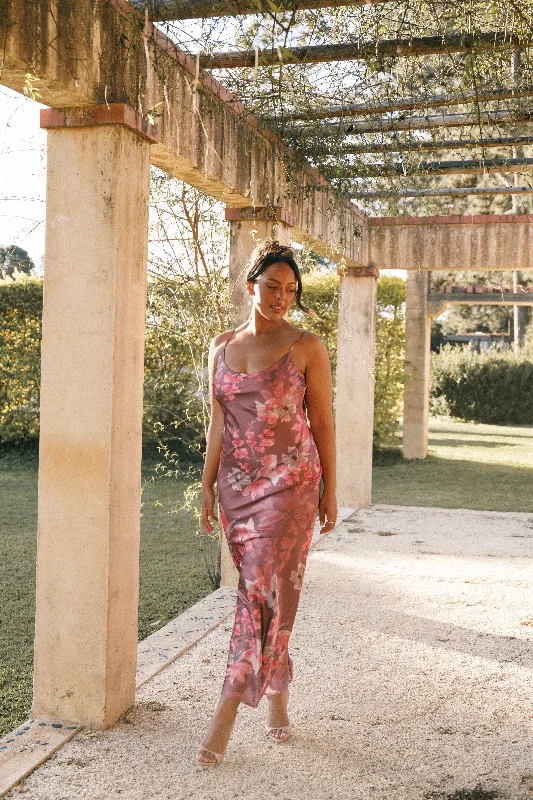 Slip Dress with A-line Skirt -Slip Dress with Floral Print -Jamie Maxi Slip Dress - Dark Rose Floral Slip Dress with A-line Skirt -Slip Dress with Floral Print -Jamie Maxi Slip Dress - Dark Rose Floral
