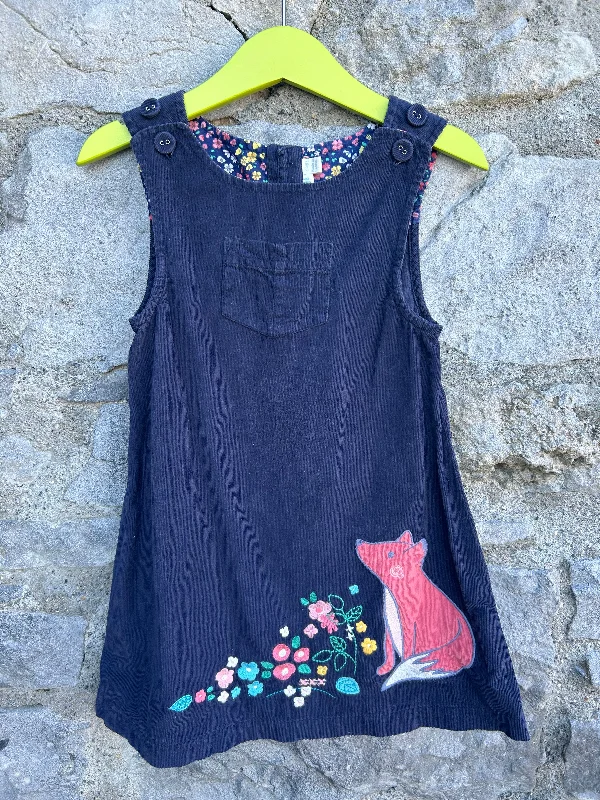 Women's Evening Dress-JJMB Fox navy cord pinafore   2-3y (92-98cm)