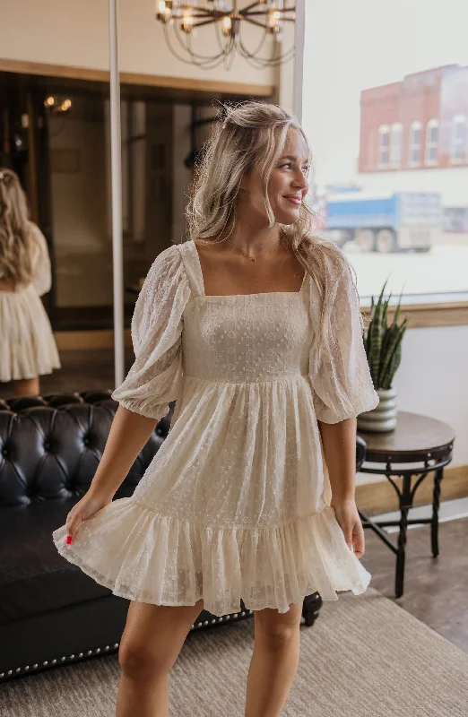 Woolen Shirt Dress-JOCELYN CREAM SHORT DRESS WITH ROSE GOLD TINCEL BY IVY & CO