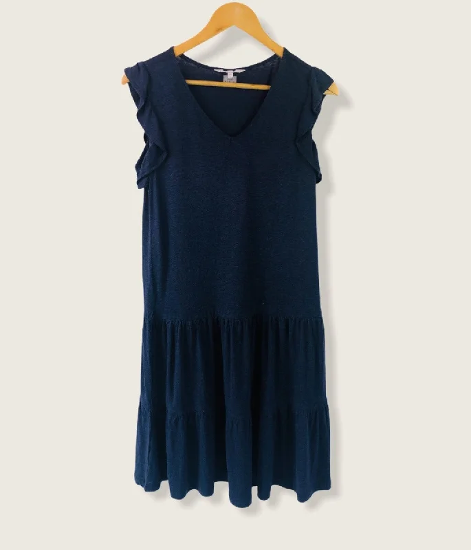 Women's Flowing Dress-Josie Navy Jersey Dress