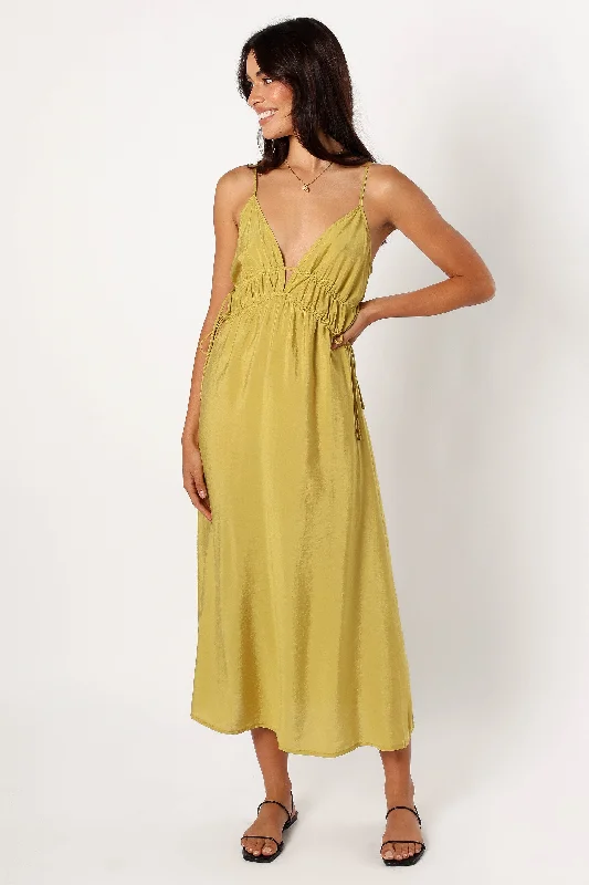 Women's Long Flowing Midi Dress-Layton Midi Dress - Olive