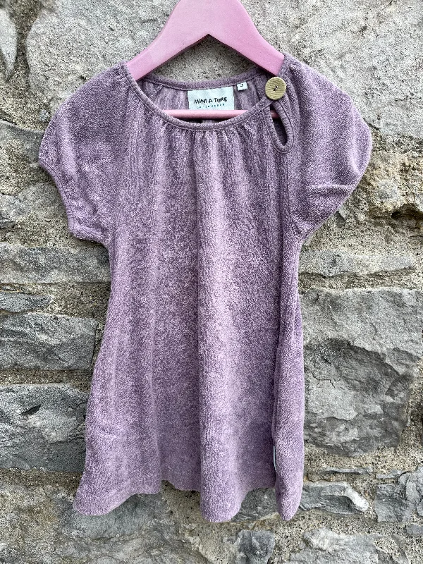 Women's Knit Fit Dress-Lilac velour tunic   3y (98cm)