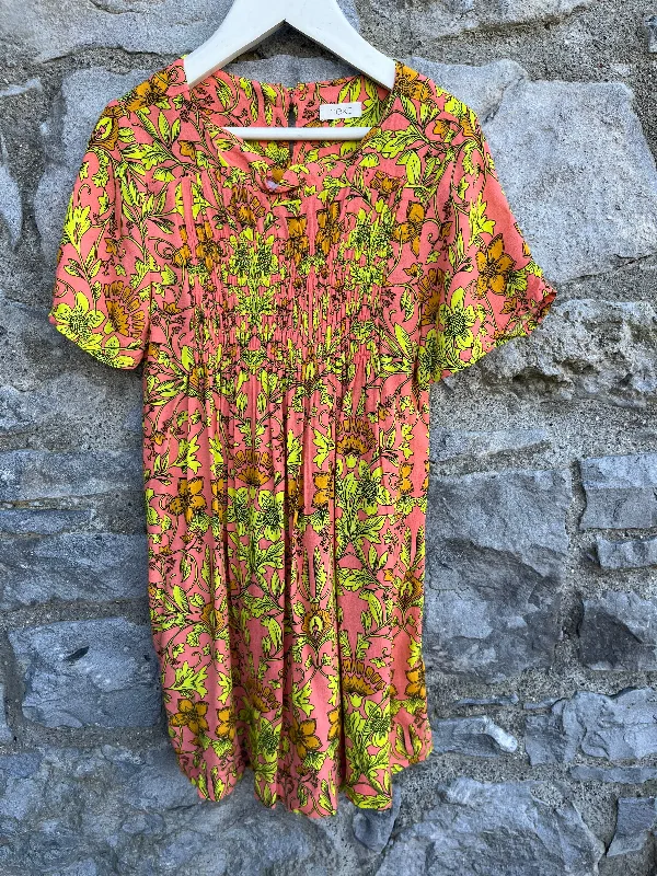 Women's Tulip Dress-Lime&orange floral dress   7y (122cm)