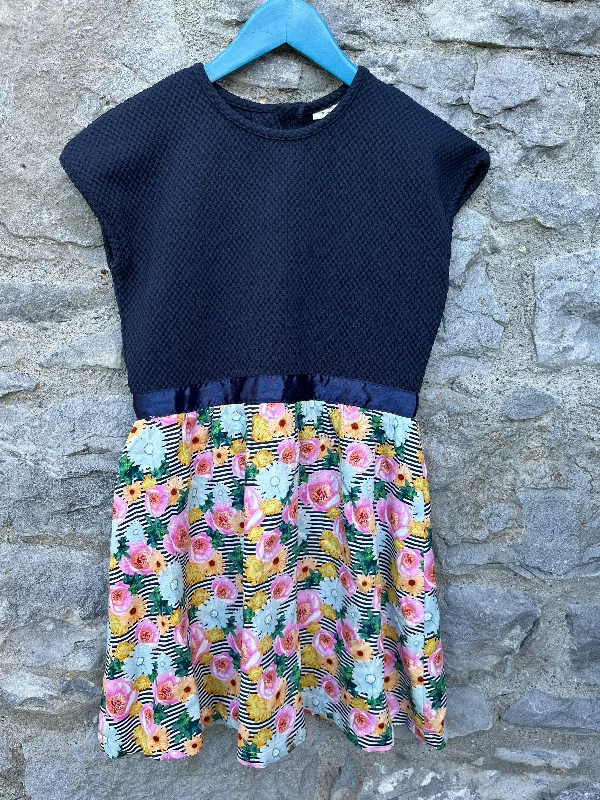 Women's Gold Satin Dress-Navy&floral dress    11y (146cm)