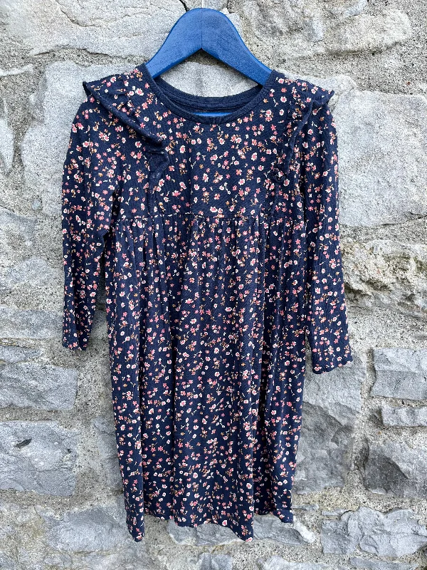 Women's Mini Skirt Dress-Navy Floral Dress 4-5y (104-110cm)