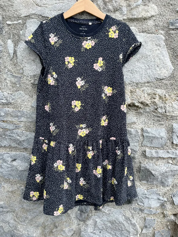 Women's T-shirt Style Dress-Navy floral dress   9y (134cm)