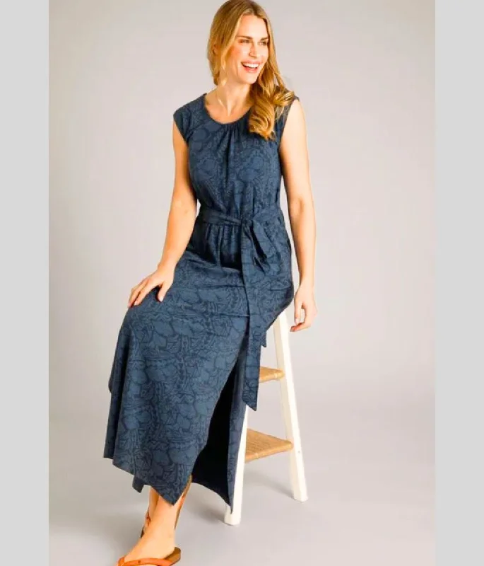 Women's Plus Size Maxi Dress-Navy Galia Print Jersey Maxi Dress