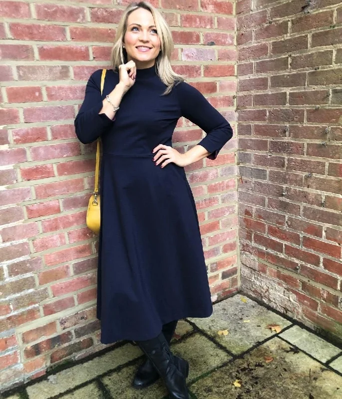Knee-length Flare Dress -Navy Nerissa Fit & Flare Dress