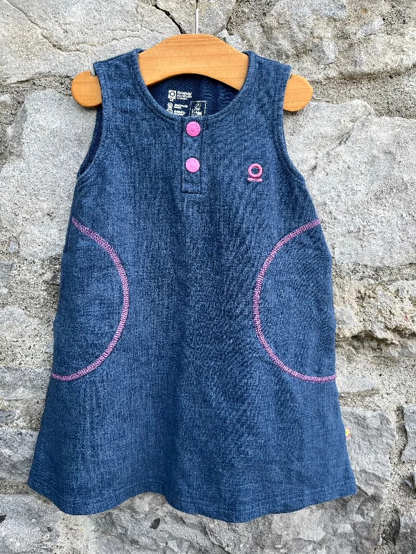 Women's One-Shoulder Dress-Navy pinafore   3y (98cm)