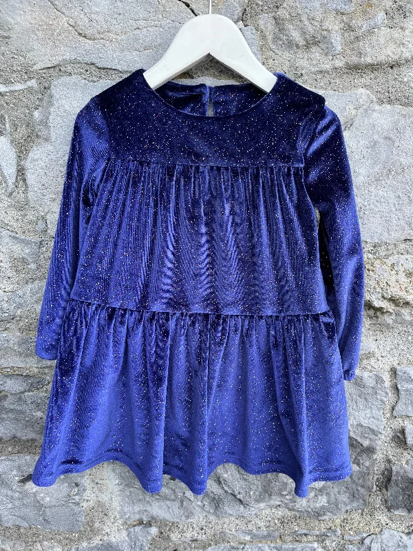 Women's High-Waisted Dress-Navy sparkle dress   18-24m (86-92cm)