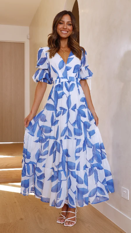 Women's Wrap Midi Dress-Peneople Midi Dress - Blue