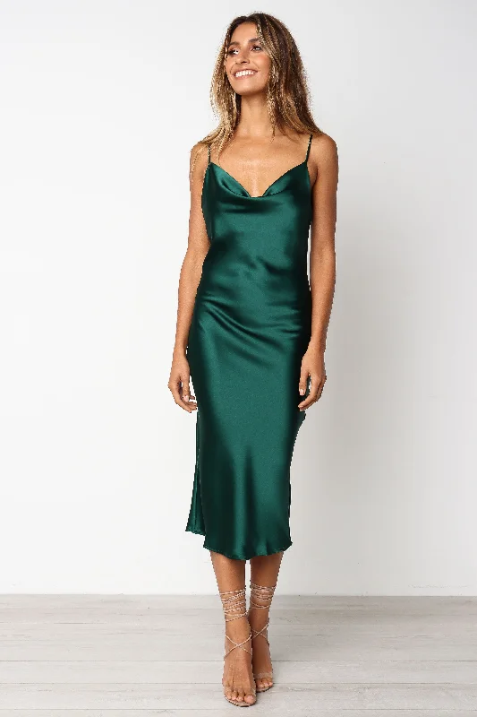 Women's Puff Sleeve Cocktail Dress-Persia Dress - Green