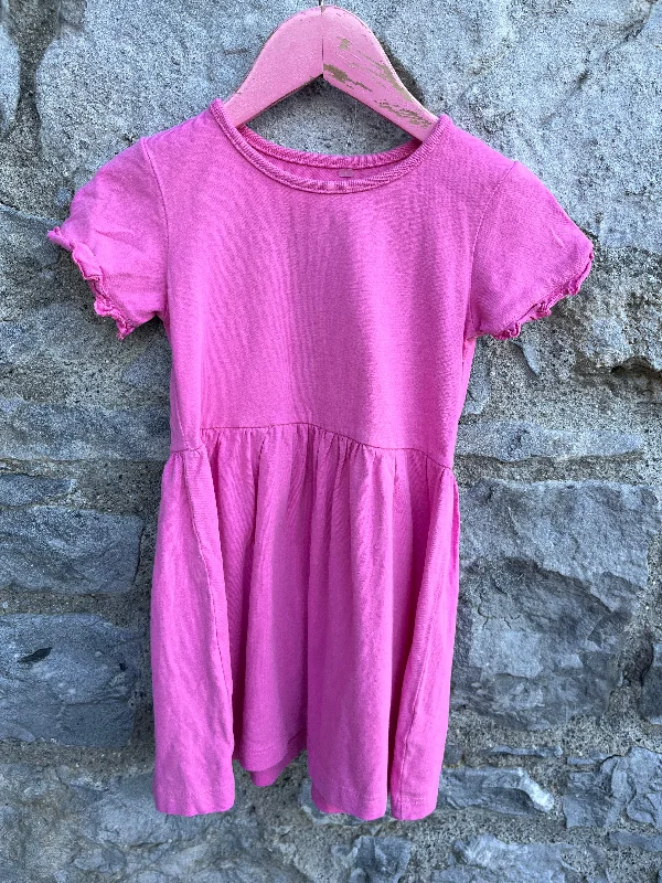 Women's V-neck Dress-Pink dress   3y (98cm)