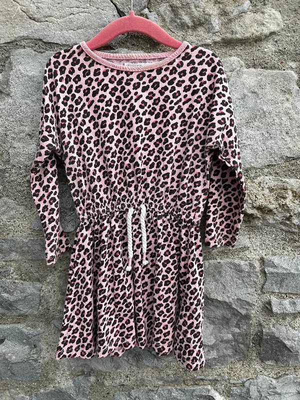 Women's White Shirt Dress-Pink leopard dress  2-3y (92-98cm)