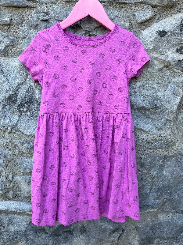 Women's Buttoned Dress-Pink shells dress   4-5y (104-110cm)