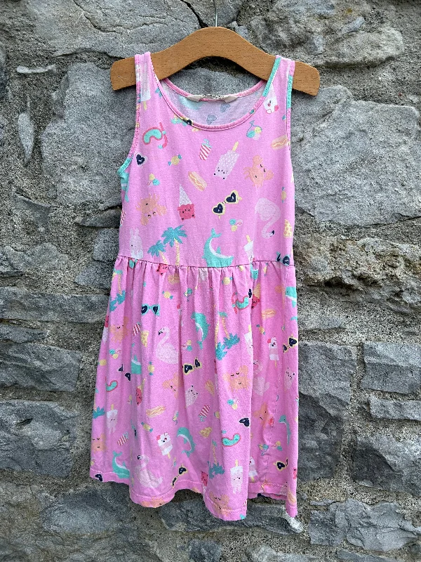 Women's Embroidered Dress-Pink summer dress  7y (122cm)