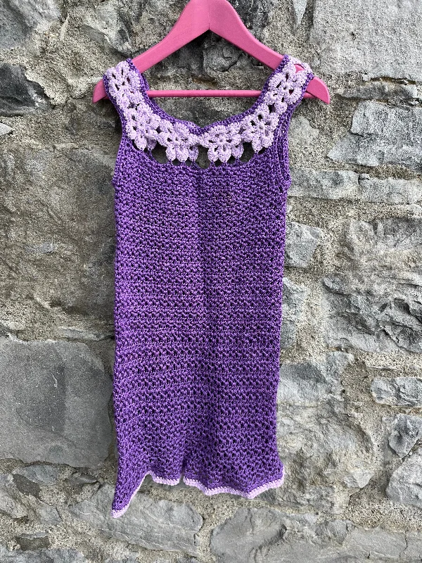 Women's Belted Maxi Dress-Purple crochet pinafore  9y (134cm)