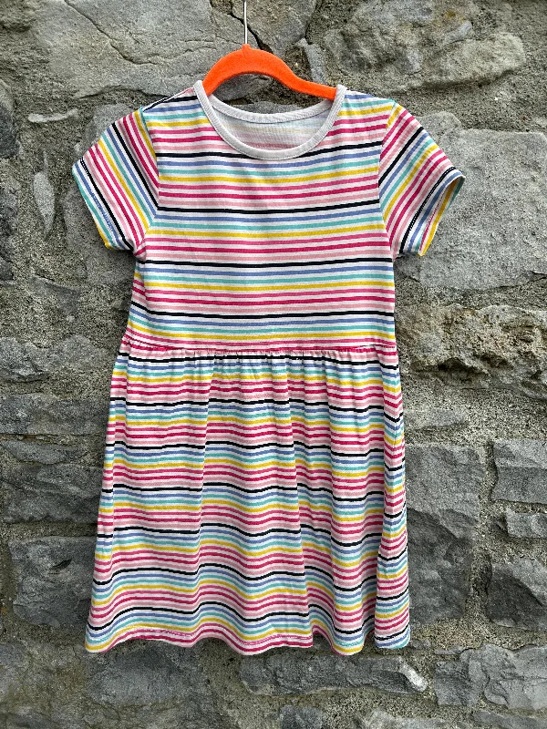 Women's Silver Sequin Dress-Rainbow stripes dress  6-7y (116-122cm)