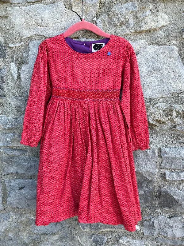 Women's Spaghetti Strap Dress-Red geometric pattern dress  4-5y (104-110cm)
