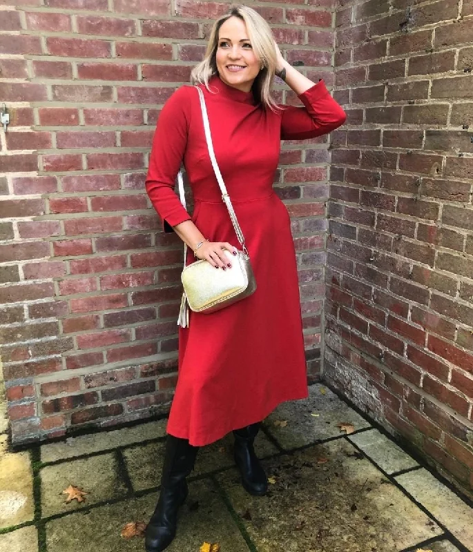 Bohemian Style Flare Dress -Red Nerissa Fit & Flare Dress