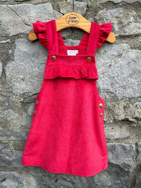 Women's Wrap-around Midi Dress-Red pinafore  18-24m (86-92cm)