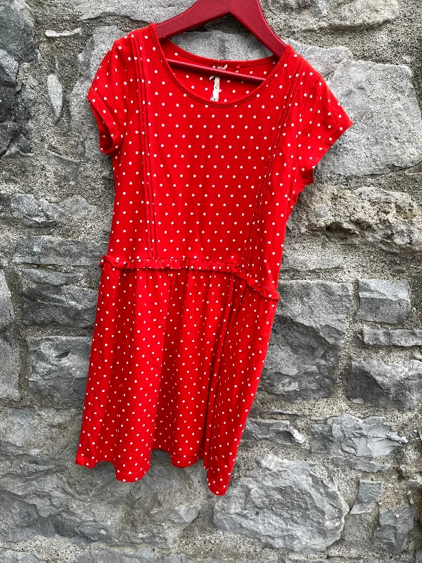 Women's Lace Skirt Dress-Red polka dots dress  10y (140cm)