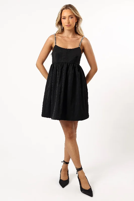 Women's Chiffon Wrap Mini Dress-Remmy Mini Dress - Black