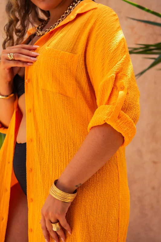 Denim Shirt Dress-Sandy Shirt Dress - Marigold