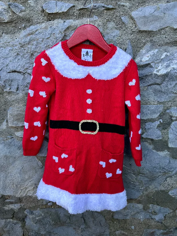 Women's Layered Dress-Santa knitted dress   2-3y (92-98cm)