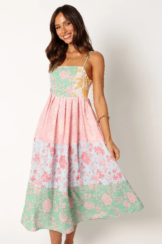 Women's Summer A-line Midi Dress-Shelby Midi Dress - Multi