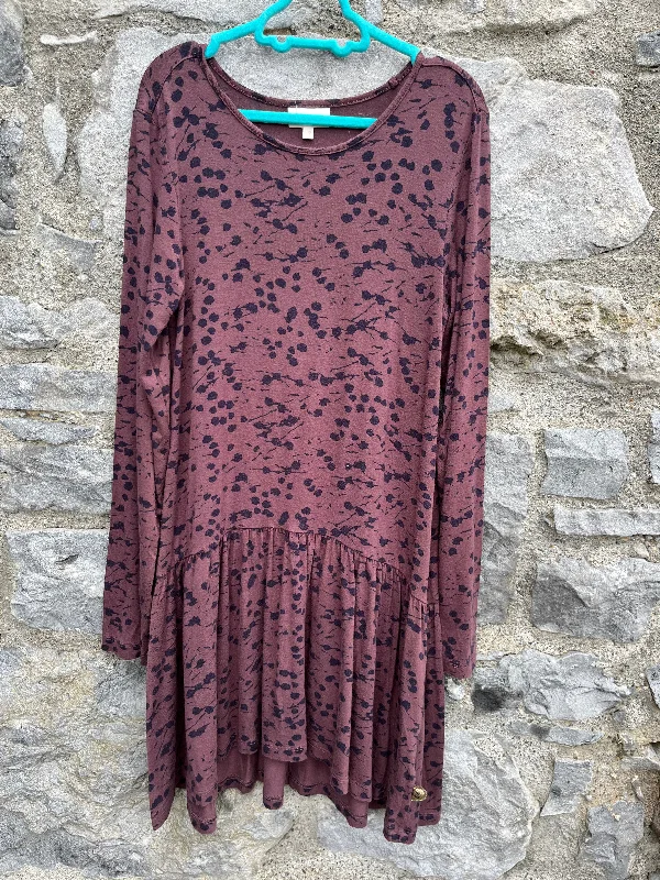 Women's Bow Tie Dress-Spotty maroon dress  10-11y (140-146cm)