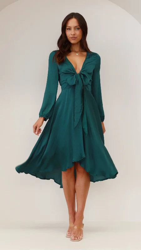 Short Sleeve Party Dress for Summer Gatherings -Starry Nights Dress - Emerald