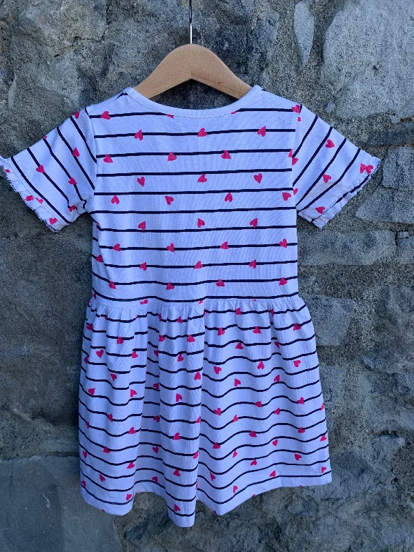 Women's Beaded Dress-Stripy dress with hearts   2-3y (92-98cm)
