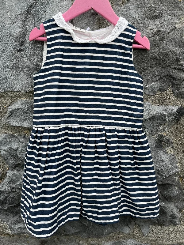 Women's Deep V Dress-Stripy dress   2-3y (92-98cm)