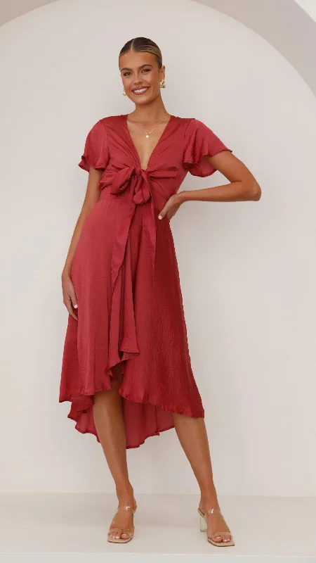 Satin Skater Party Dress for Playful Style -Sunny Daze Dress - Berry