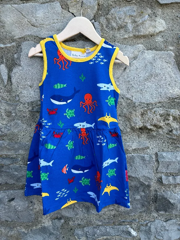 Women's Green A-line Dress-Sea life blue dress  2-3y (92-98cm)